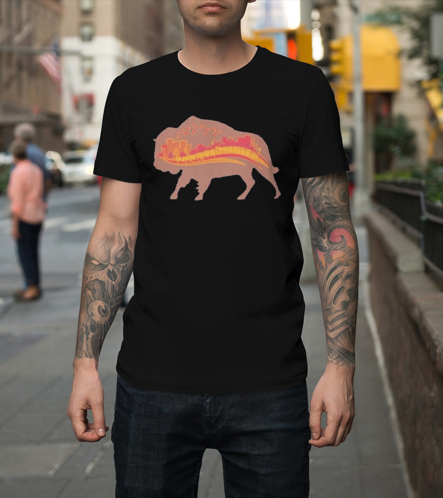 131st Annual YMCA Turkey Trot Thanksgiving Buffalo New York 2026 Runner Buffalo Silhouette Cityscape T-Shirt