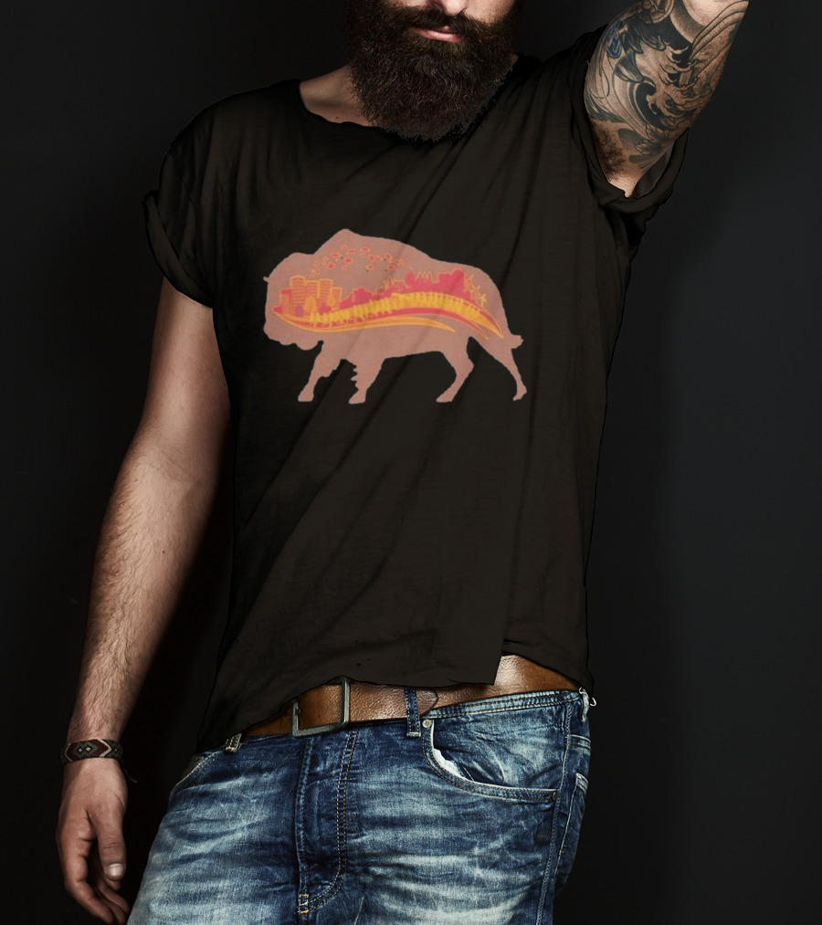 131st Annual YMCA Turkey Trot Thanksgiving Buffalo New York 2026 Runner Buffalo Silhouette Cityscape T-Shirt