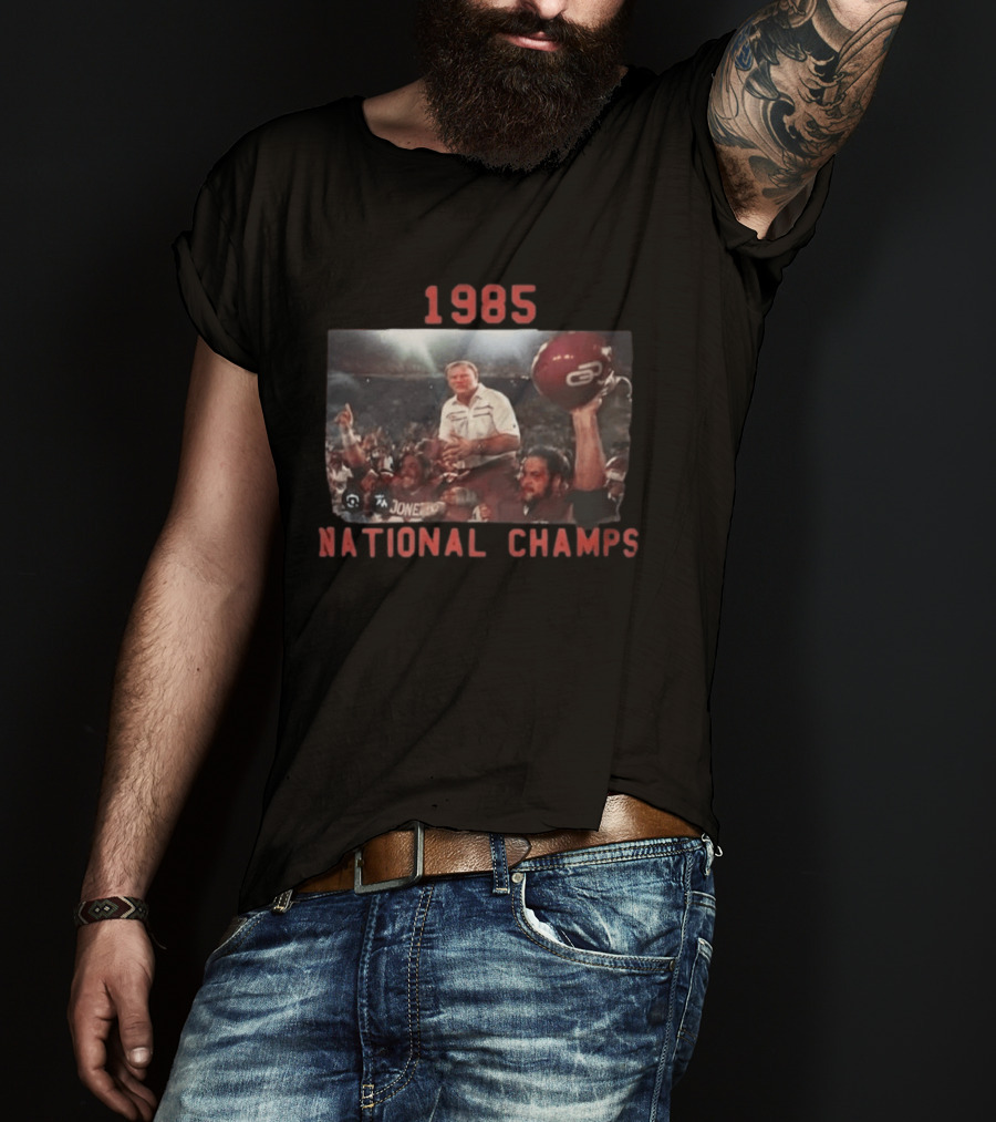 1985 National Champs Barry Switzer Tony Casillas Celebration T-Shirt