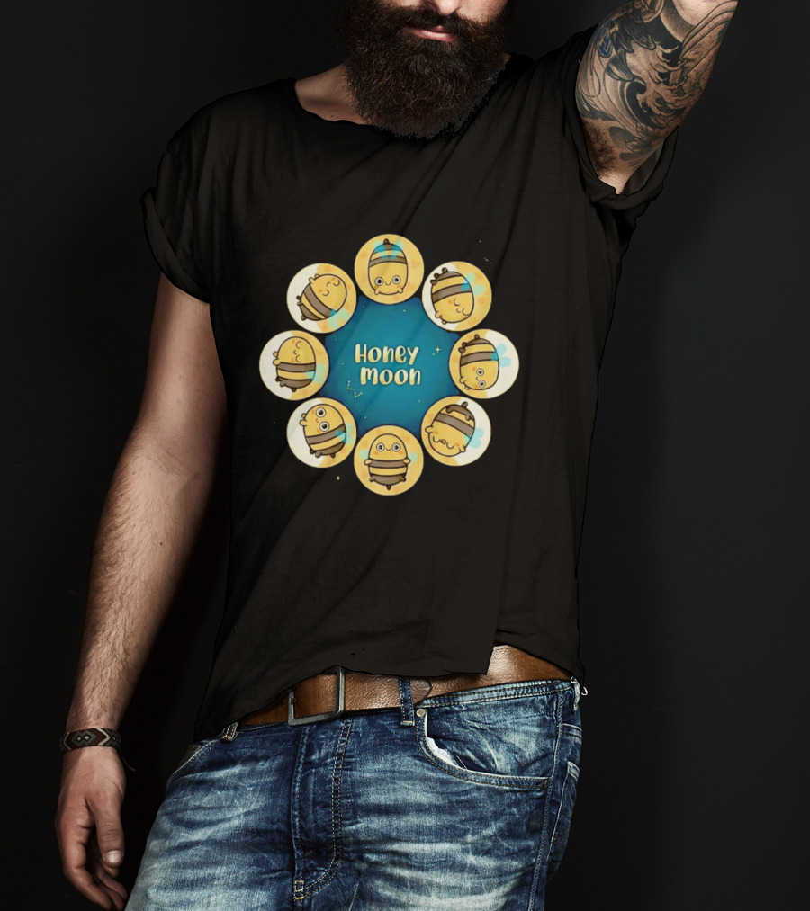 Honey Moon Bee Phases Astronomical Nature Cycle T-Shirt