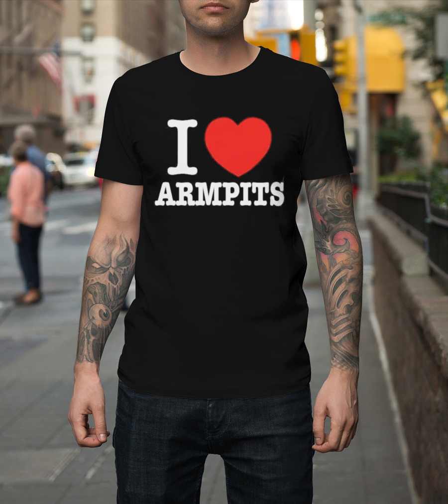 I Love Armpits Fetish Humor Bold White Red Heart T-Shirt