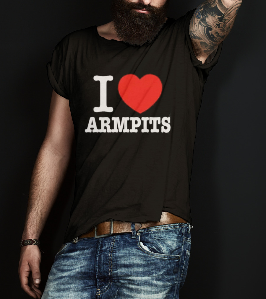 I Love Armpits Fetish Humor Bold White Red Heart T-Shirt
