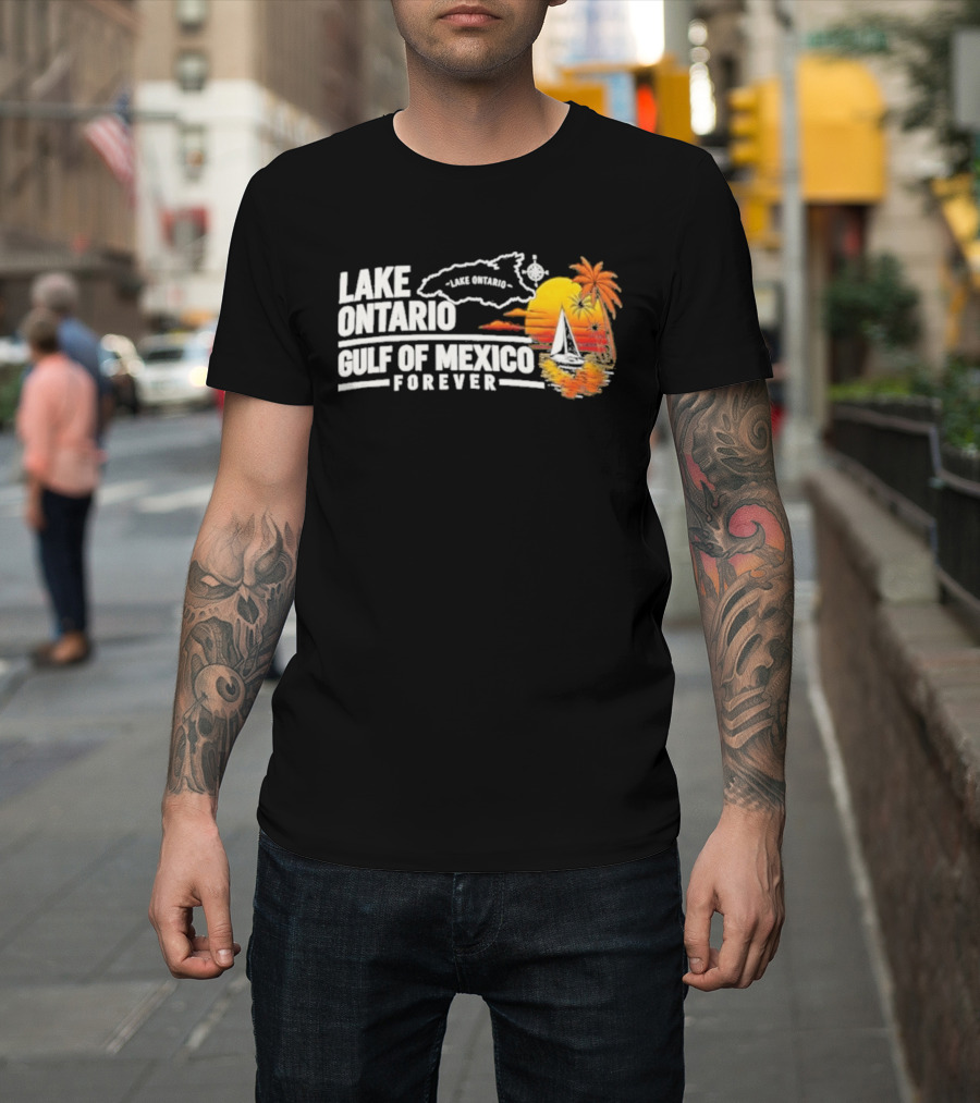 Lake Ontario Gulf Of Mexico Map Sunset Palm 2026 T-Shirt