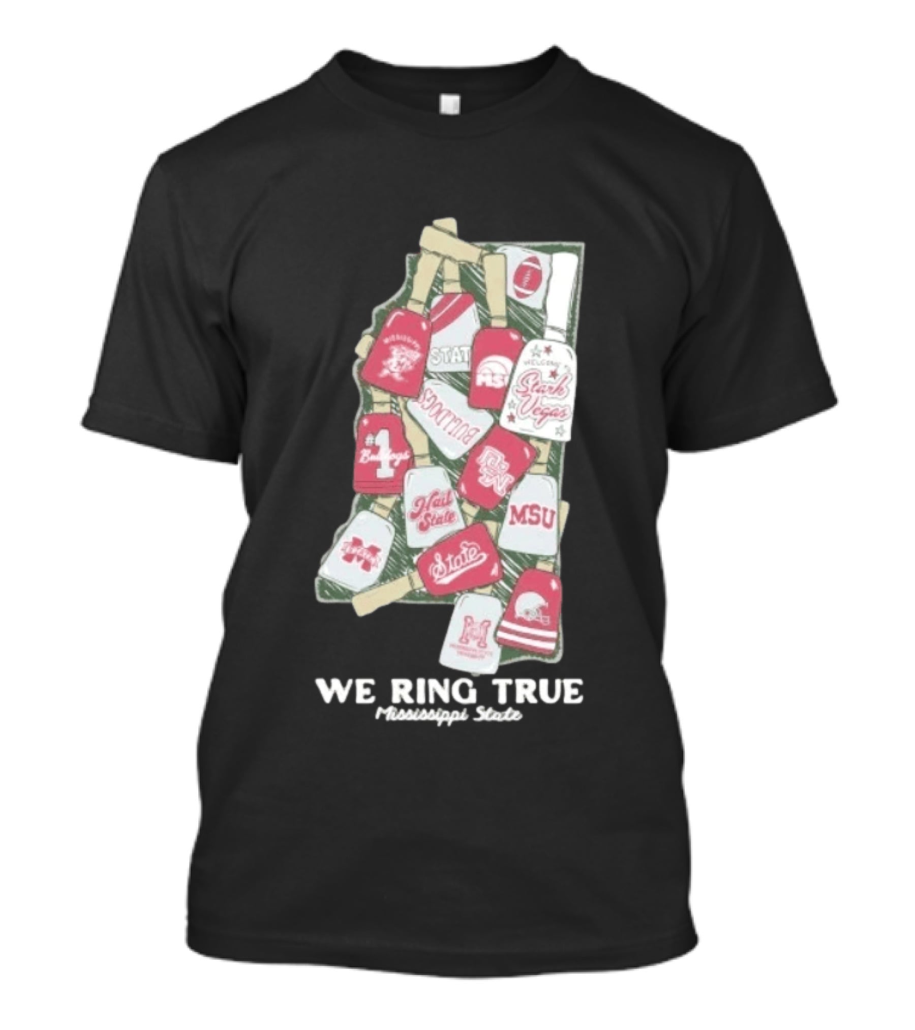 Mississippi State We Ring True Stark Vegas Bulldogs Collage State MSU Football T-Shirt