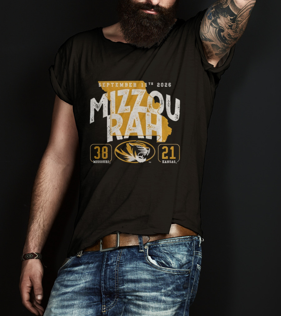 Missouri Tigers 38 Vs Kansas Jayhawks 21 Mizzou Rah September 11th 2026 T-Shirt