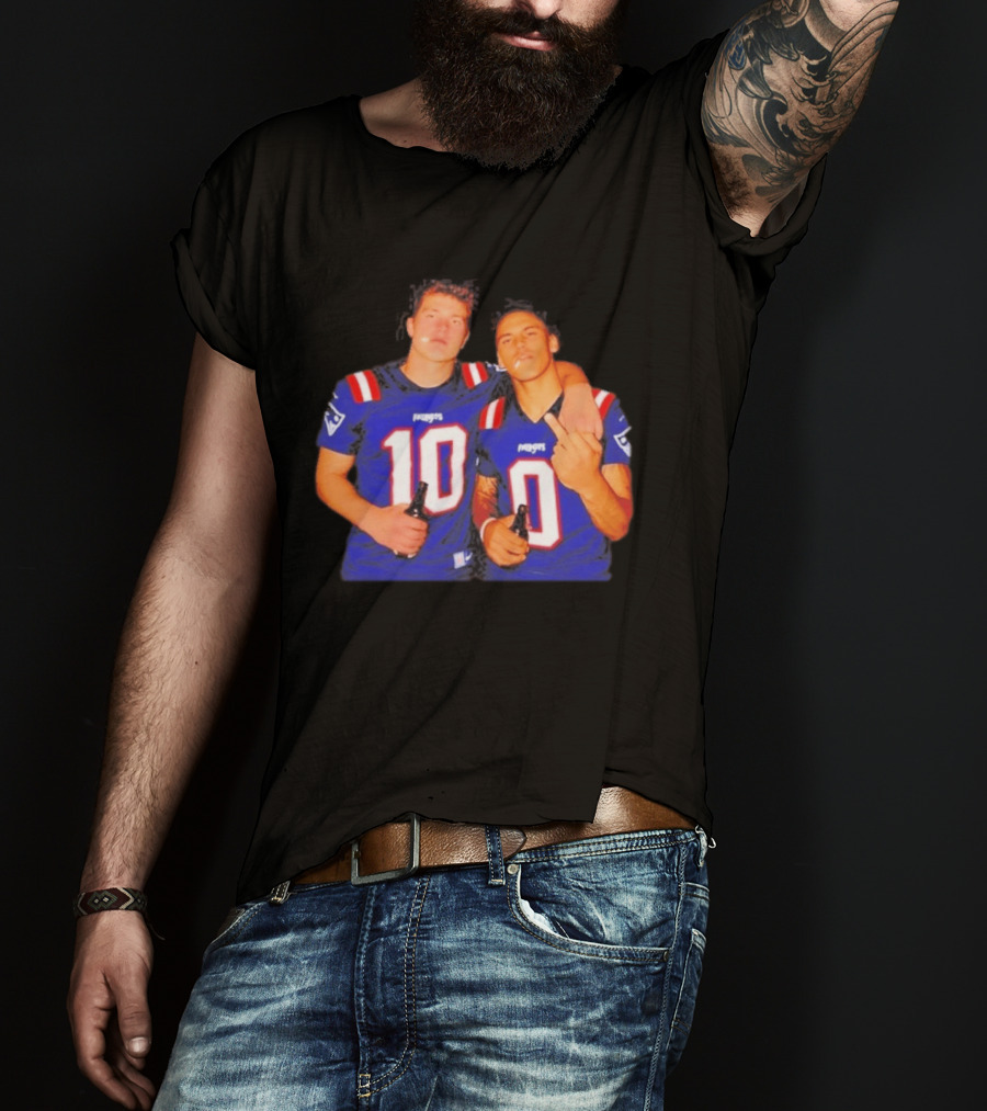 New England Patriots Drake Maye Christian Gonzalez Middle Finger Beer T-Shirt
