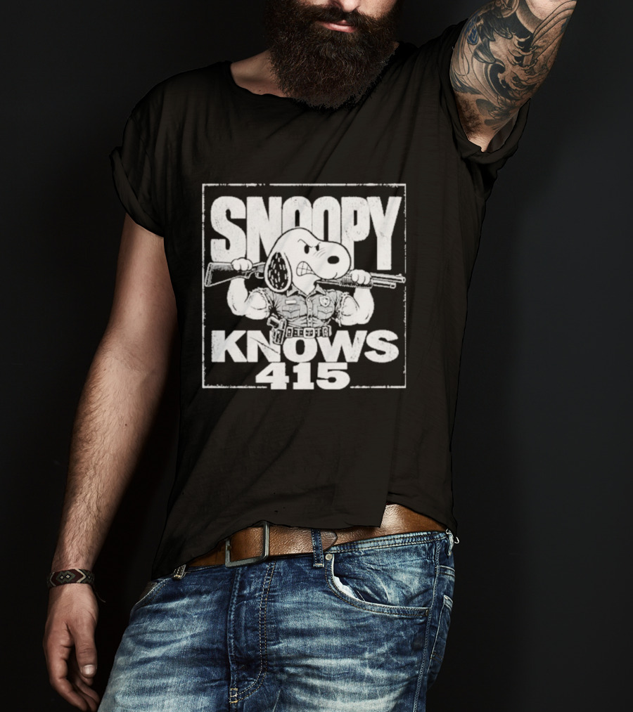 Snoopy Knows 415 Peanuts Police Officer Gun T-Shirt