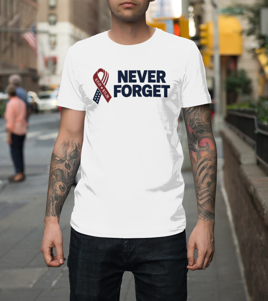 Jim Harbaugh Never Forget 911 Memorial Ribbon T-Shirt