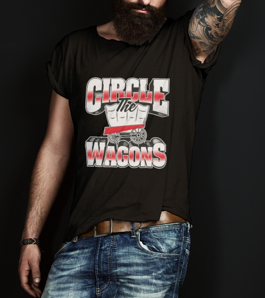 Circle The Wagons Pioneer Covered Wagon Red White 3D T-Shirt