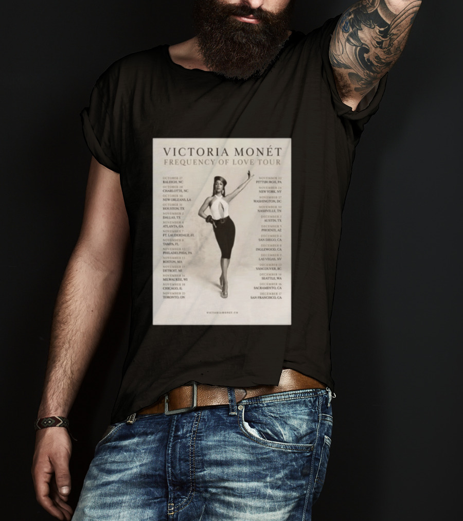 Victoria Monét Frequency Of Love Tour 2026 North America Dates Raleigh Charlotte New Orleans Houston Los Angeles Sacramento T-Shirt