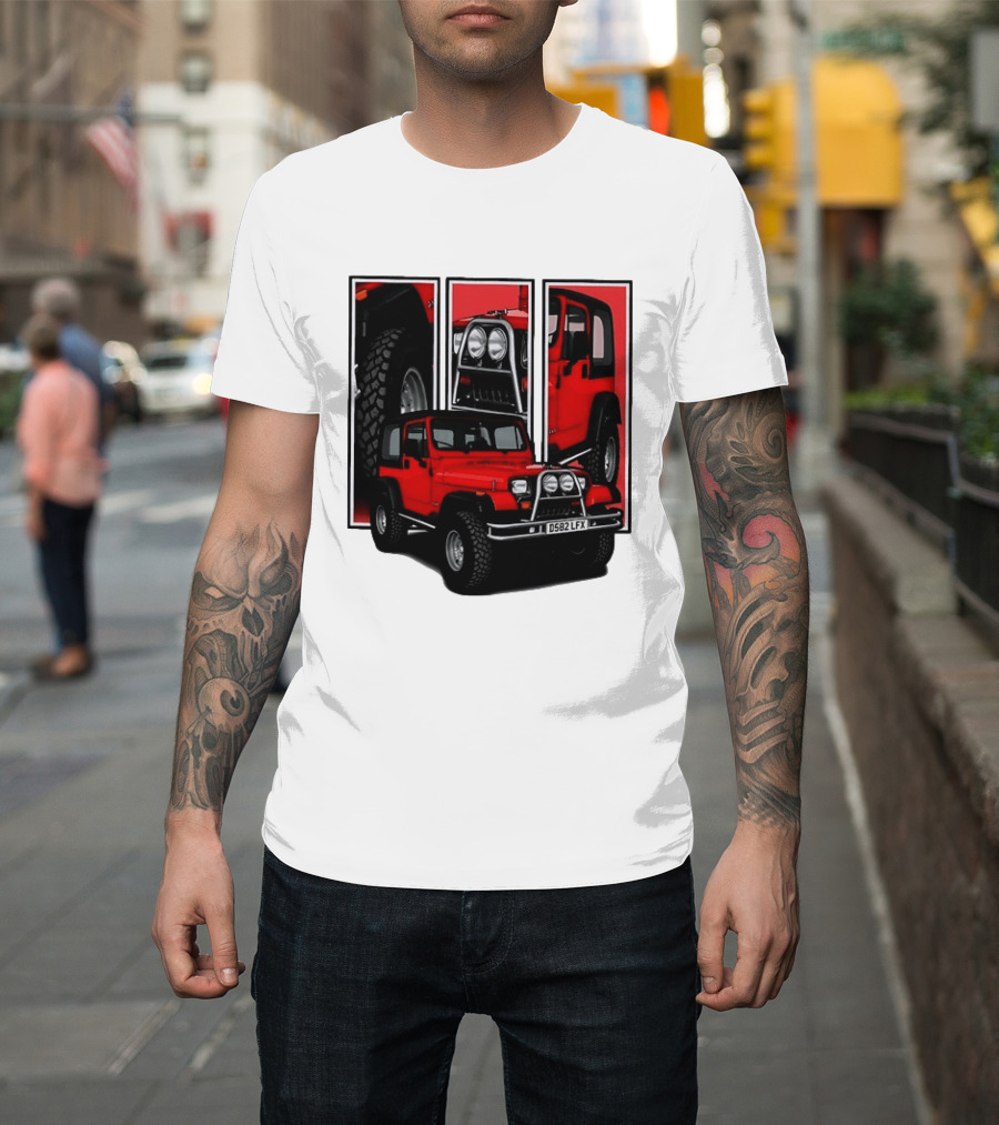 Red Jeep Wrangler 4x4 Off Road Adventure Vehicle Four Wheel Drive T-Shirt