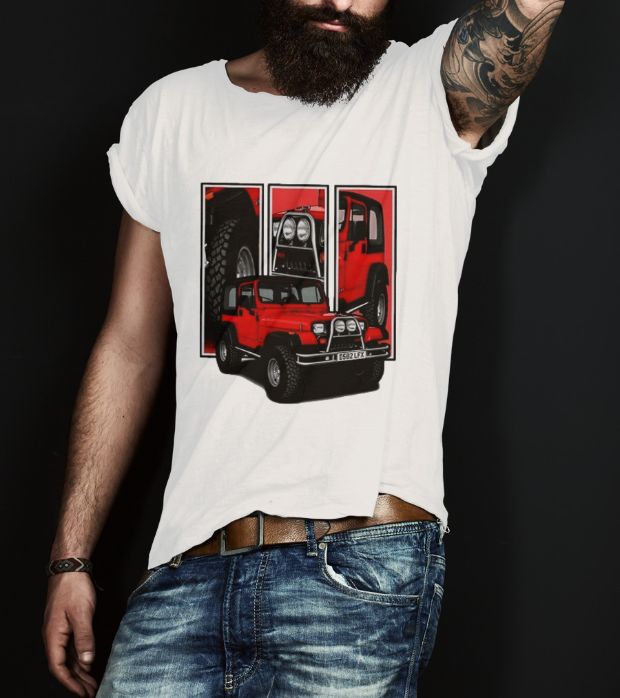 Red Jeep Wrangler 4x4 Off Road Adventure Vehicle Four Wheel Drive T-Shirt