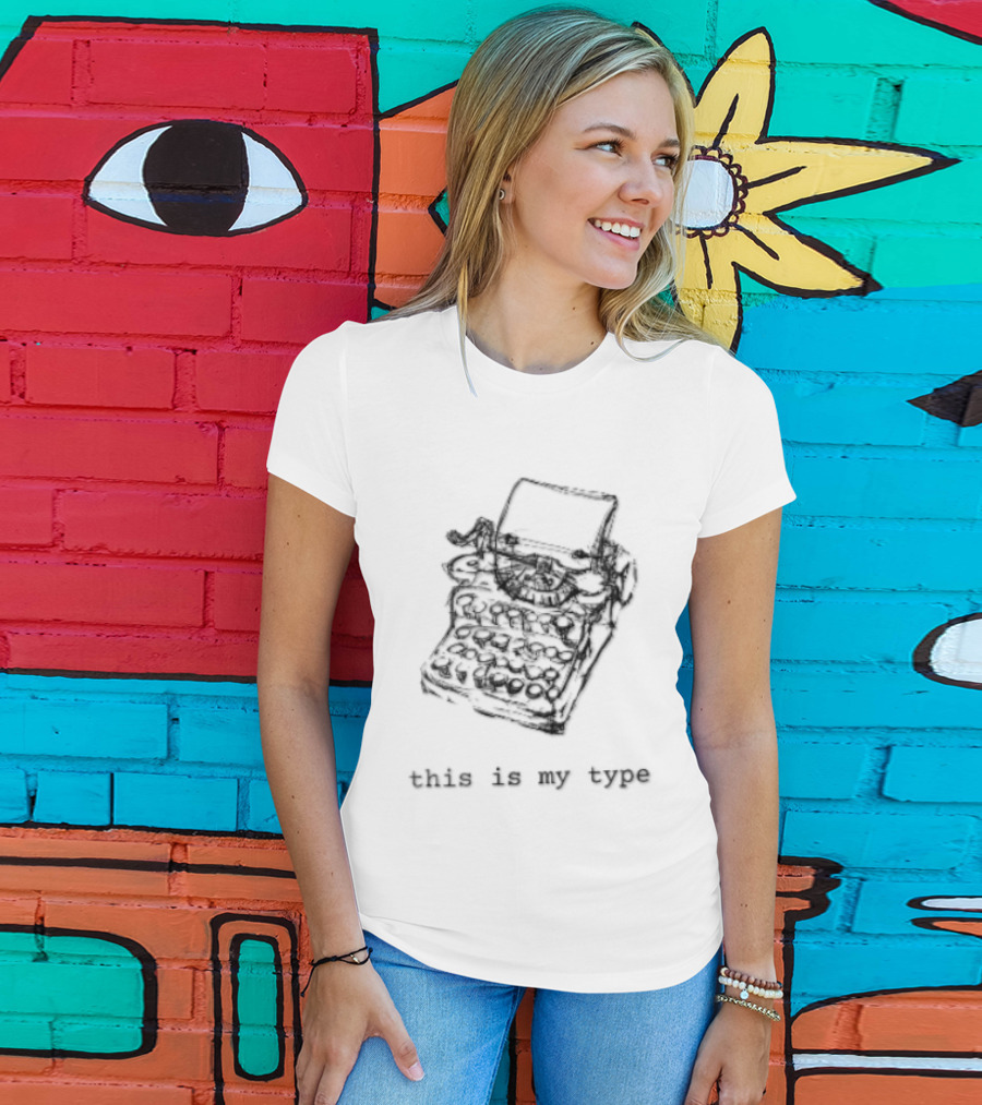 This Is My Type Mechanical Typewriter Pencil Line Sketch T-Shirt