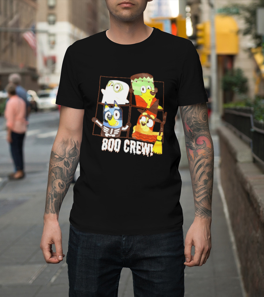 Boo Crew Bluey Halloween Ghost Frankenstein Witch Skeleton T-Shirt