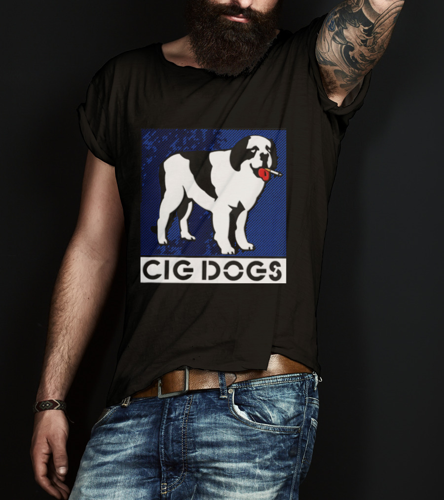 Cig Dogs Saint Bernard Smoking Cigarette Funny Canine T-Shirt