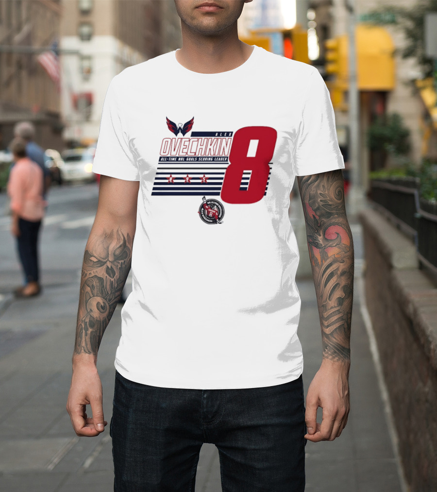 Alex Ovechkin 8 NHL All Time Goals Leader Washington Capitals Stars And Stripes T-Shirt