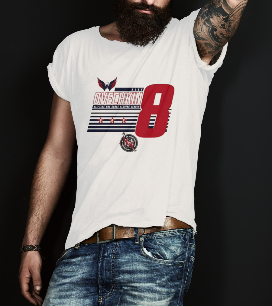 Alex Ovechkin 8 NHL All Time Goals Leader Washington Capitals Stars And Stripes T-Shirt