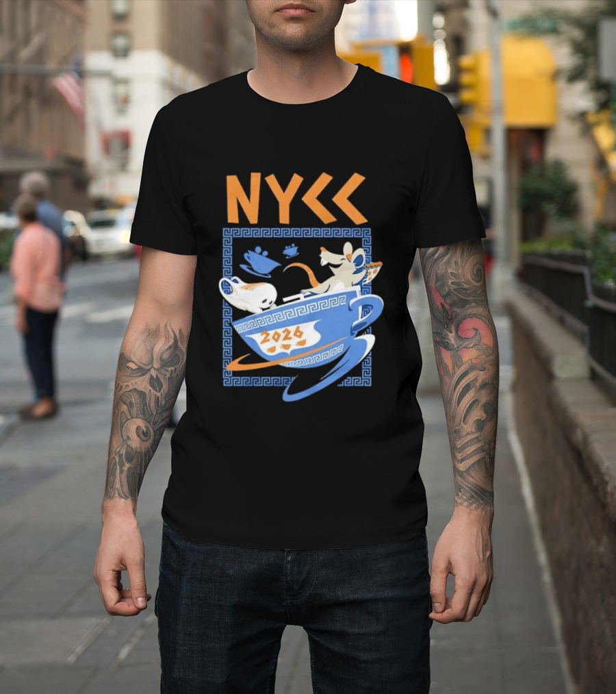 NYCC 2026 Pizza Rat Cup Greek Pattern Tea Event T-Shirt
