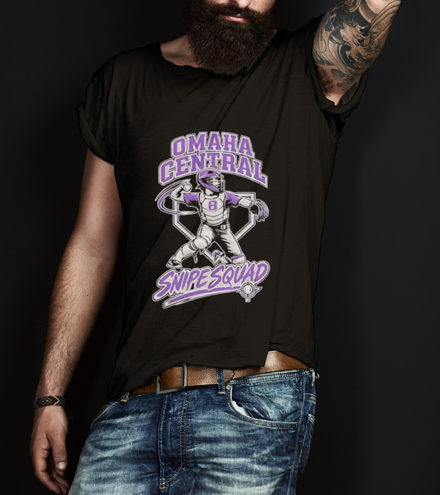 Omaha Central Snipe Squad Baseball Catcher Number 8 T-Shirt