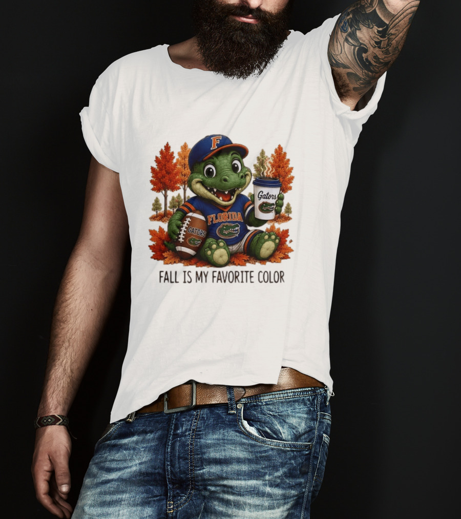 Florida Gators Fall Is My Favorite Color Gators Football Mascot Coffee Football Autumn Leaves T-Shirt