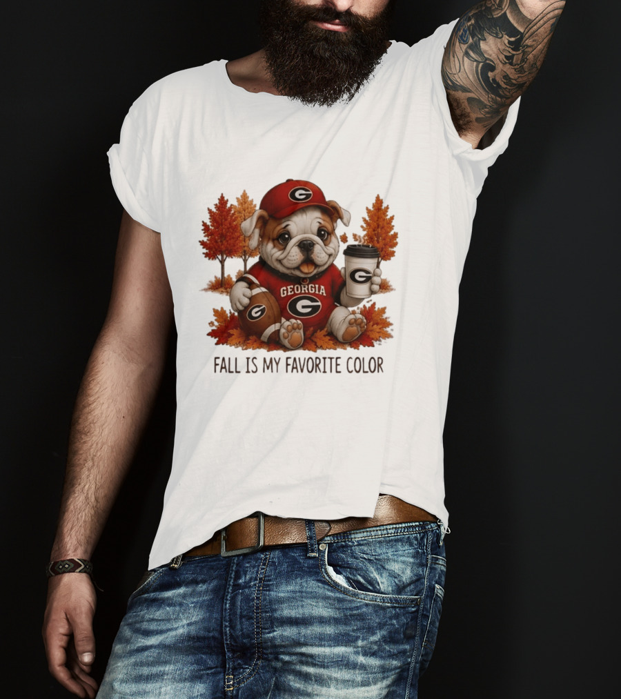 Georgia Bulldogs Fall Is My Favorite Color Football Bulldog Autumn T-Shirt