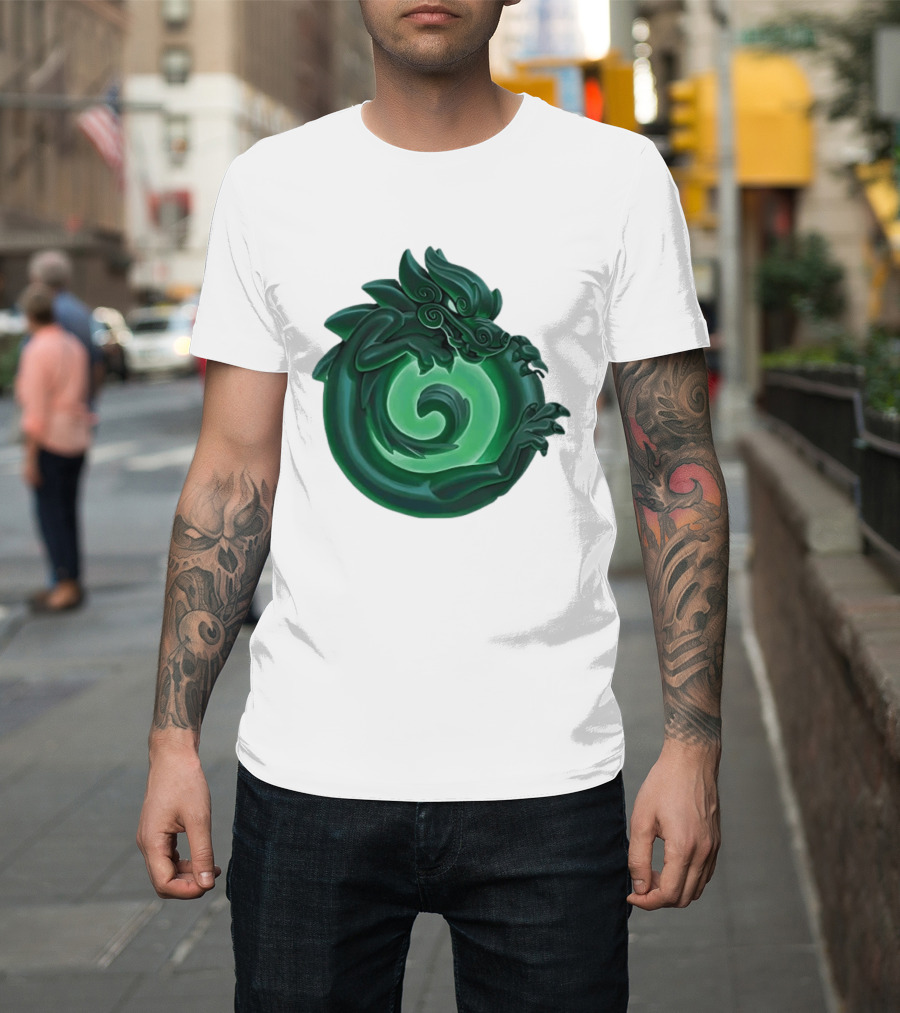 Green Jade Dragon Ouroboros Mythology Symbolic T-Shirt