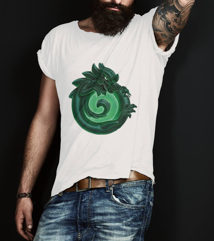 Green Jade Dragon Ouroboros Mythology Symbolic T-Shirt
