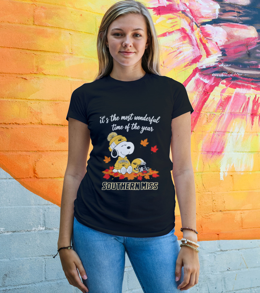 Snoopy It's The Most Wonderful Time Of The Year Southern Miss Golden Eagles Peanuts Fall Football T-Shirt