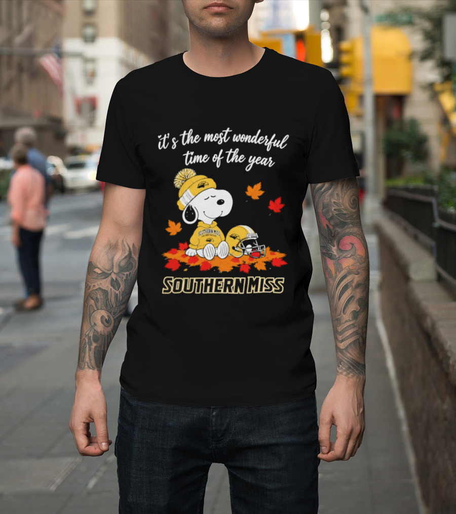 Snoopy It's The Most Wonderful Time Of The Year Southern Miss Golden Eagles Peanuts Fall Football T-Shirt