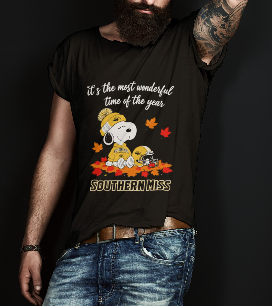 Snoopy It's The Most Wonderful Time Of The Year Southern Miss Golden Eagles Peanuts Fall Football T-Shirt