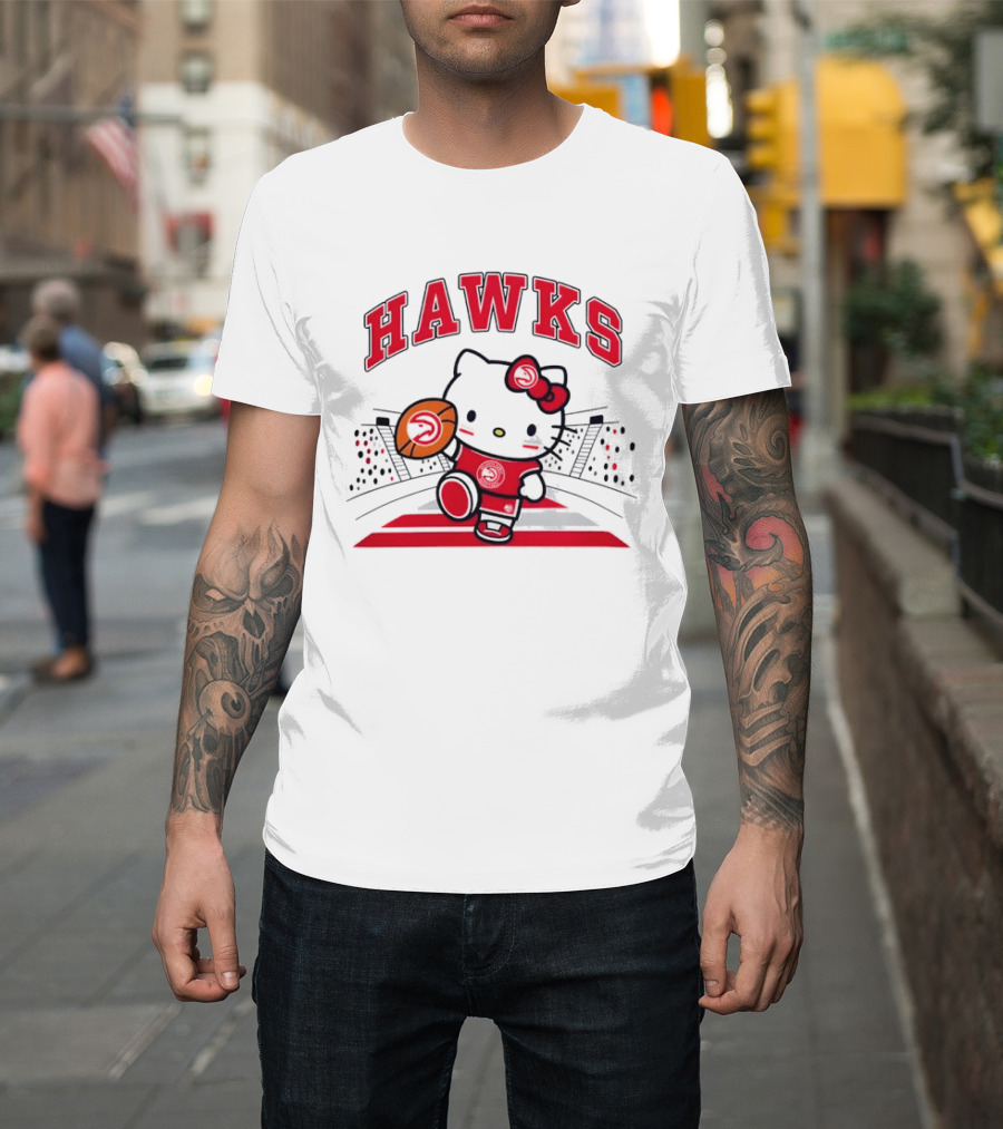 Hello Kitty Atlanta Hawks Basketball Collaboration 2026 NBA Season T-Shirt