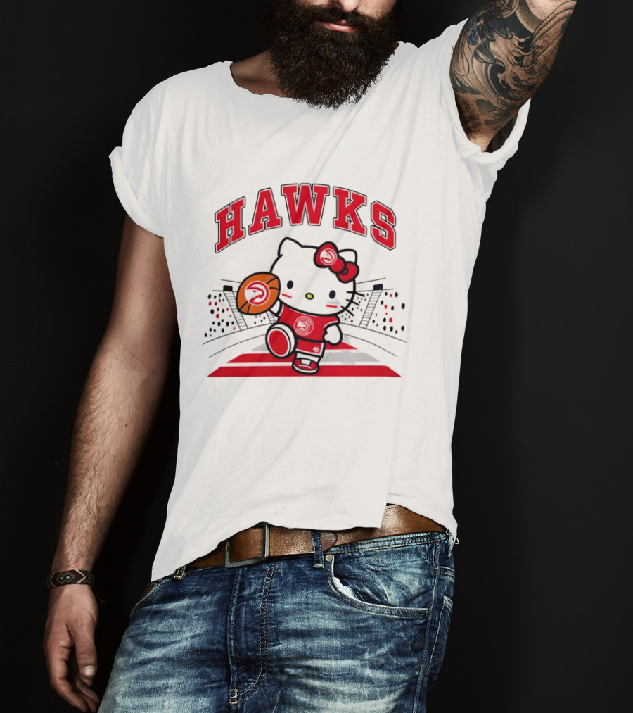 Hello Kitty Atlanta Hawks Basketball Collaboration 2026 NBA Season T-Shirt