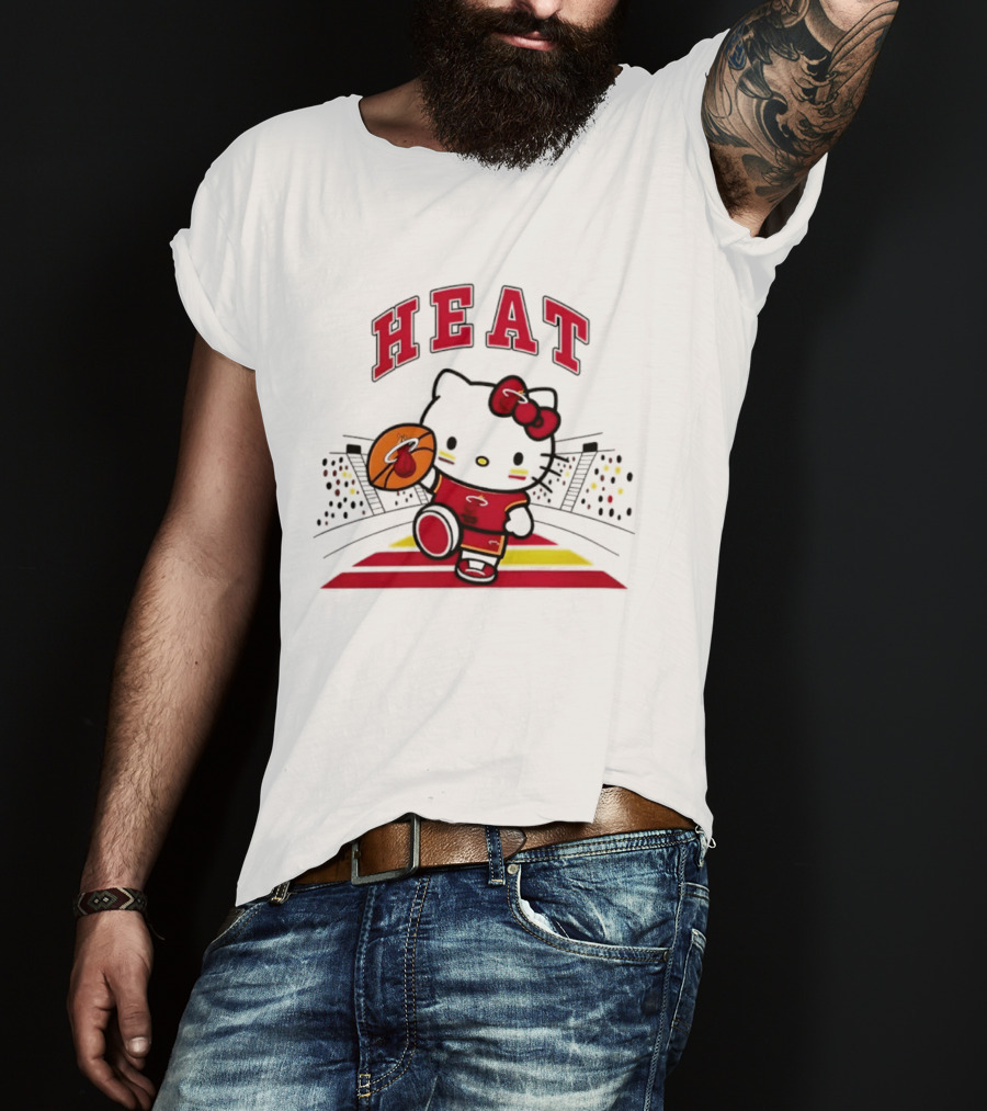 Hello Kitty Heat Miami NBA Basketball 2026 Season Collaboration T-Shirt