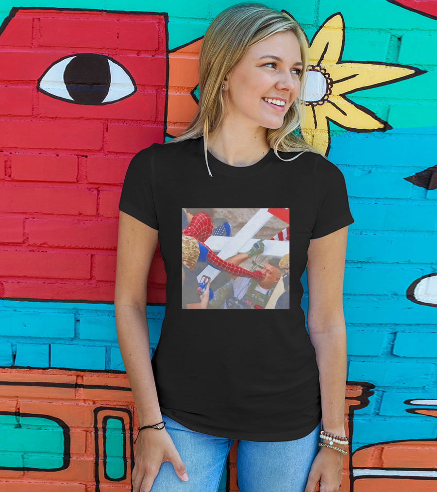 Invisible Touch Spider Man Meets Protester Face Off T-Shirt