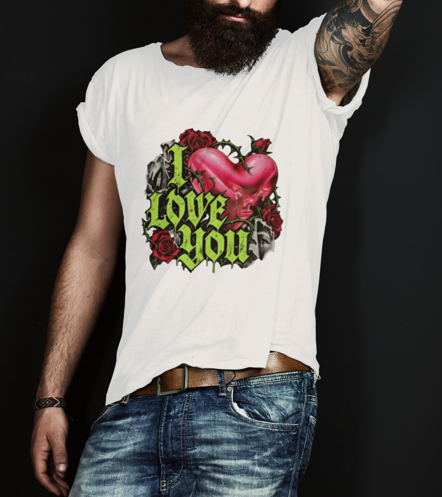 I Love You Gothic Heart Roses T-Shirt