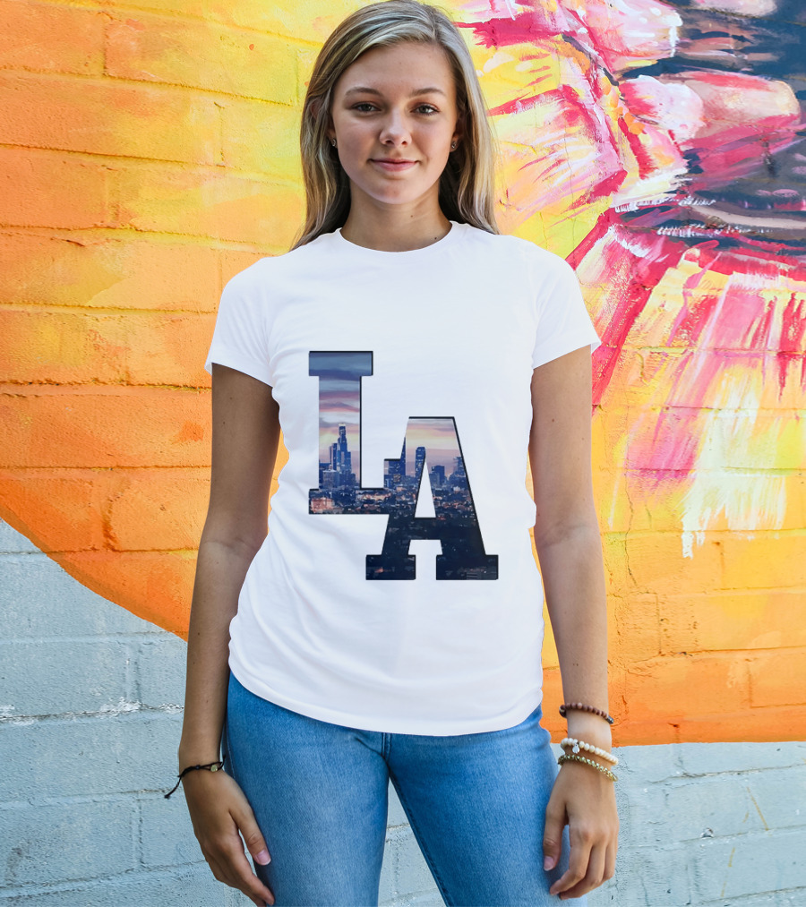 Los Angeles City Skyline LA California Sunset View T-Shirt