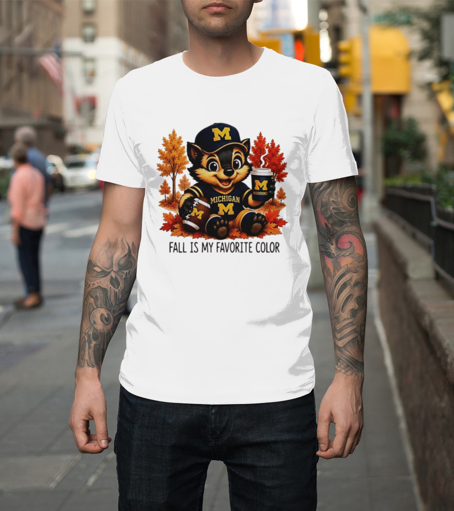 Michigan Wolverines Fall Is My Favorite Color Mascot Coffee Football T-Shirt