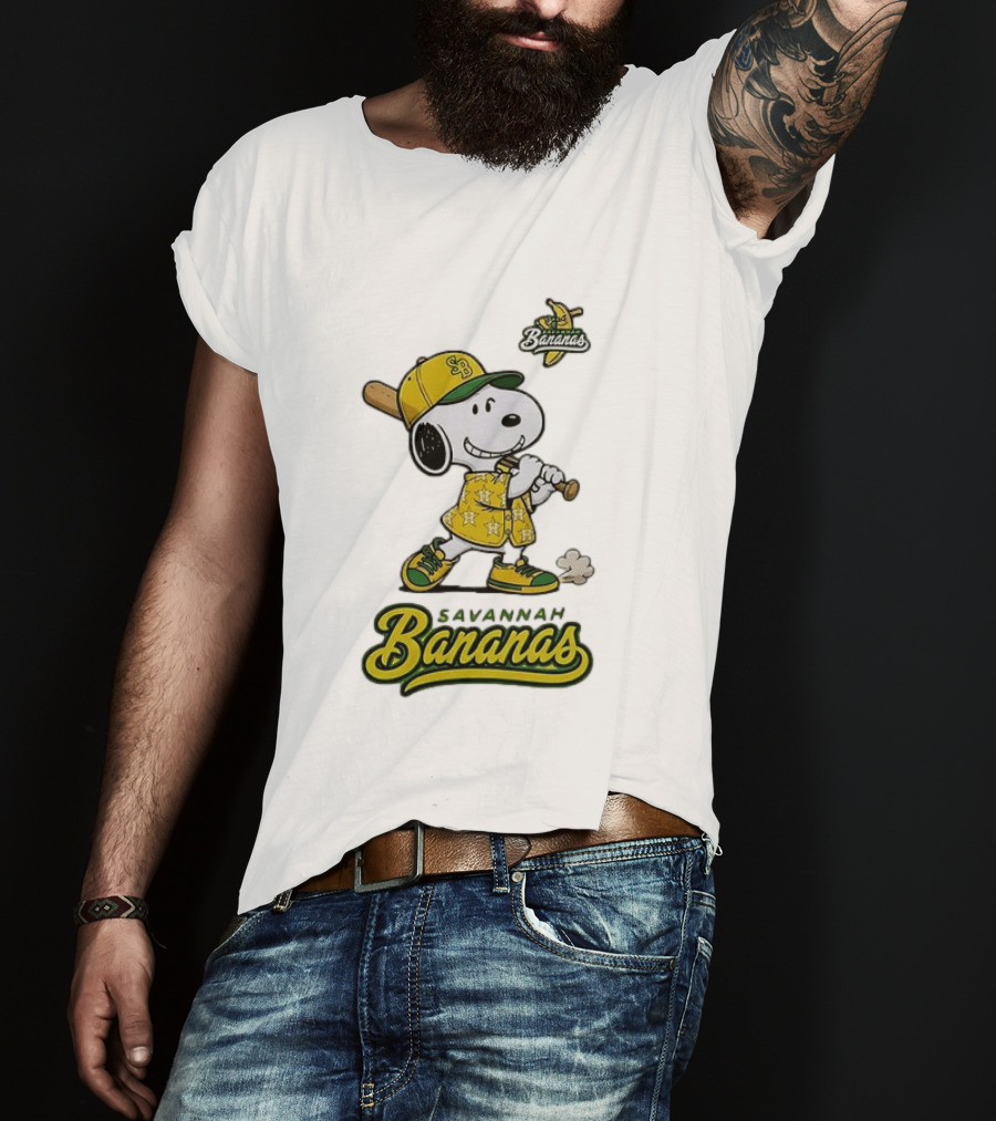 Snoopy Savannah Bananas Peanuts Baseball Collaboration T-Shirt