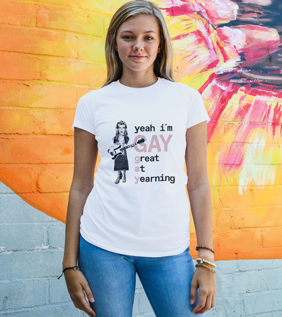Yeah I'm Gay Great At Yearning Meme With Guitar Player T-Shirt