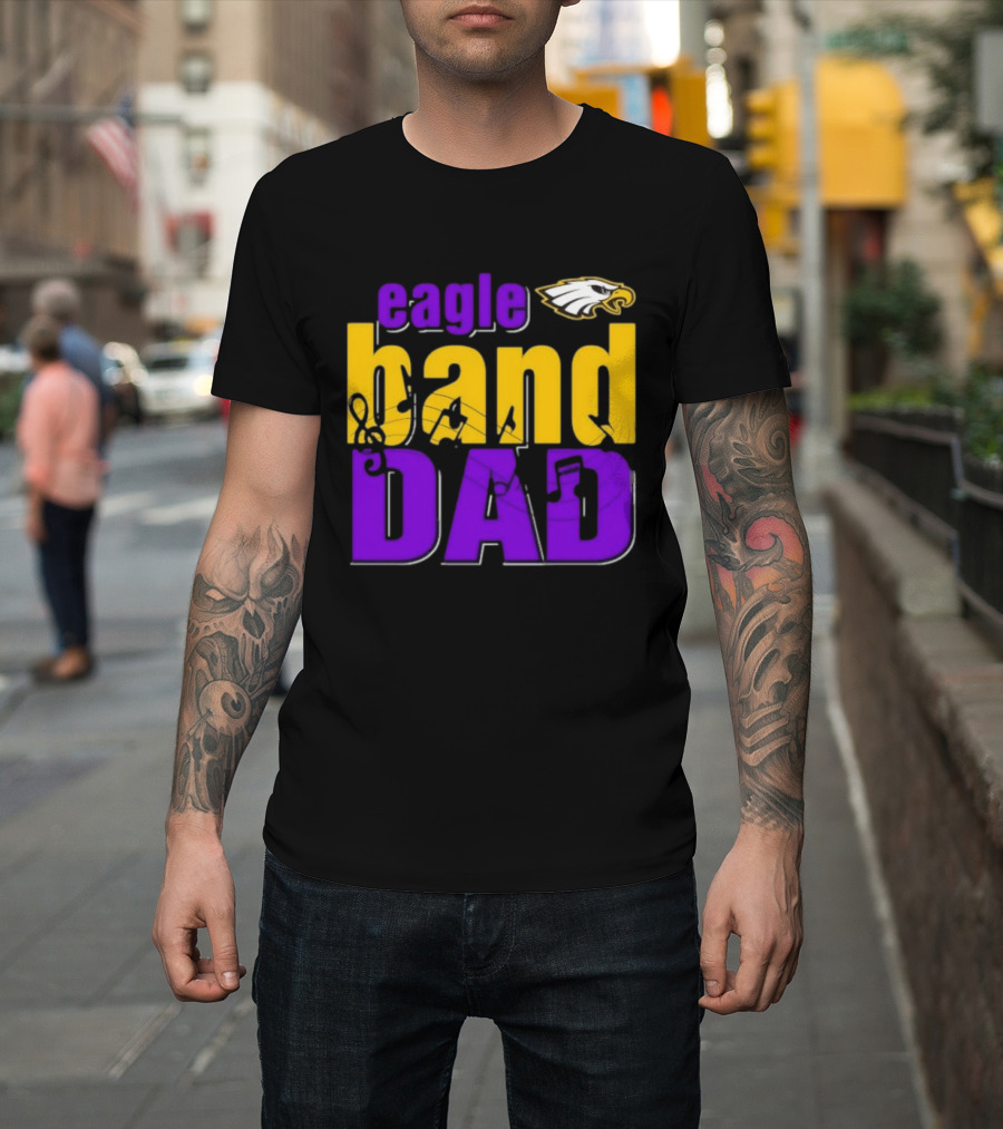 Eagle Band Dad With Eagle Head Icon Yellow And Purple T-Shirt