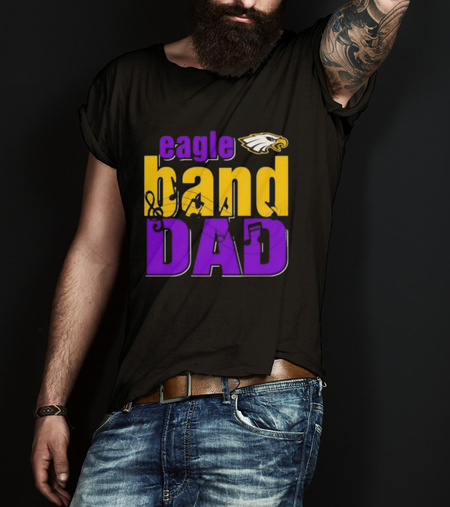 Eagle Band Dad With Eagle Head Icon Yellow And Purple T-Shirt