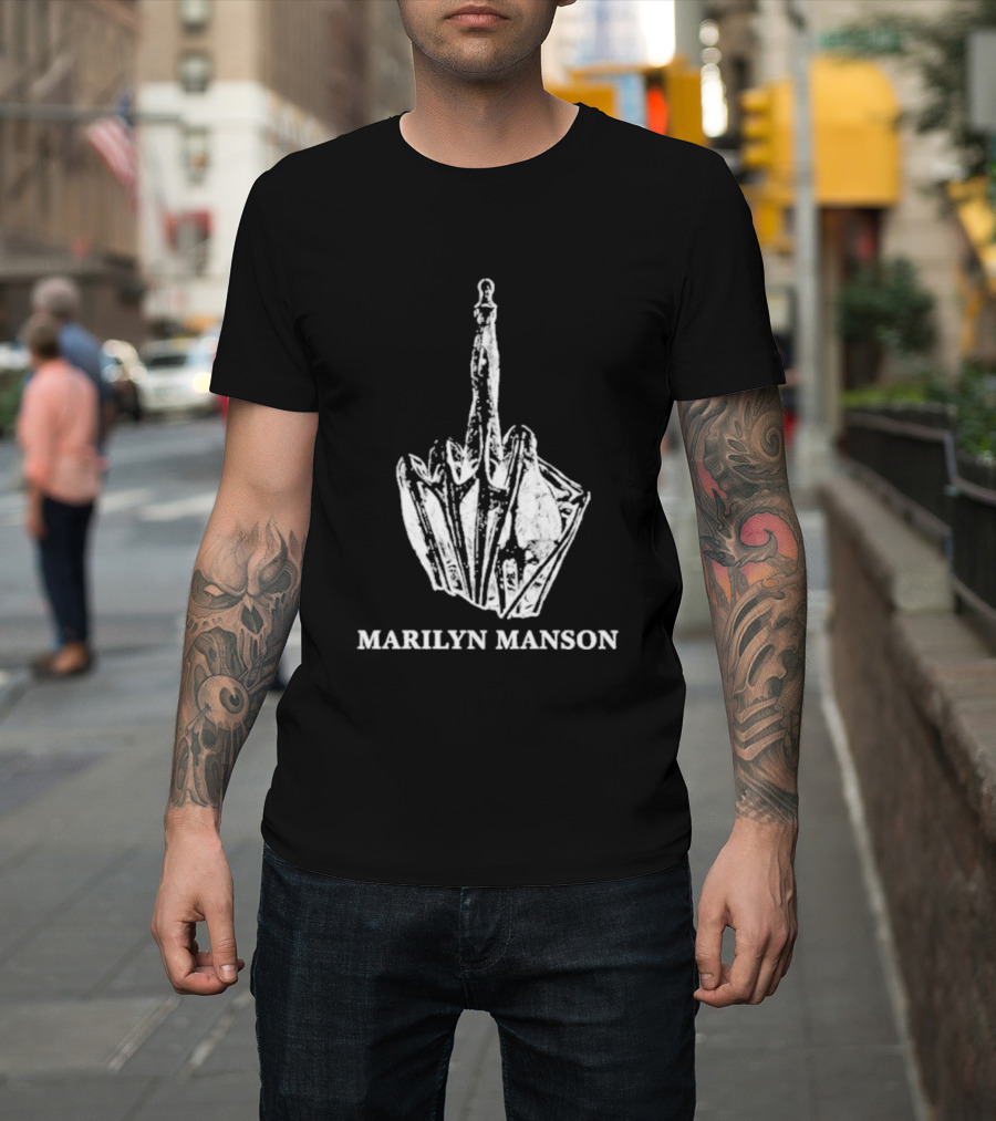 Marilyn Manson Middle Fingers Freaks On Tour 2026 With Rob Zombie T-Shirt