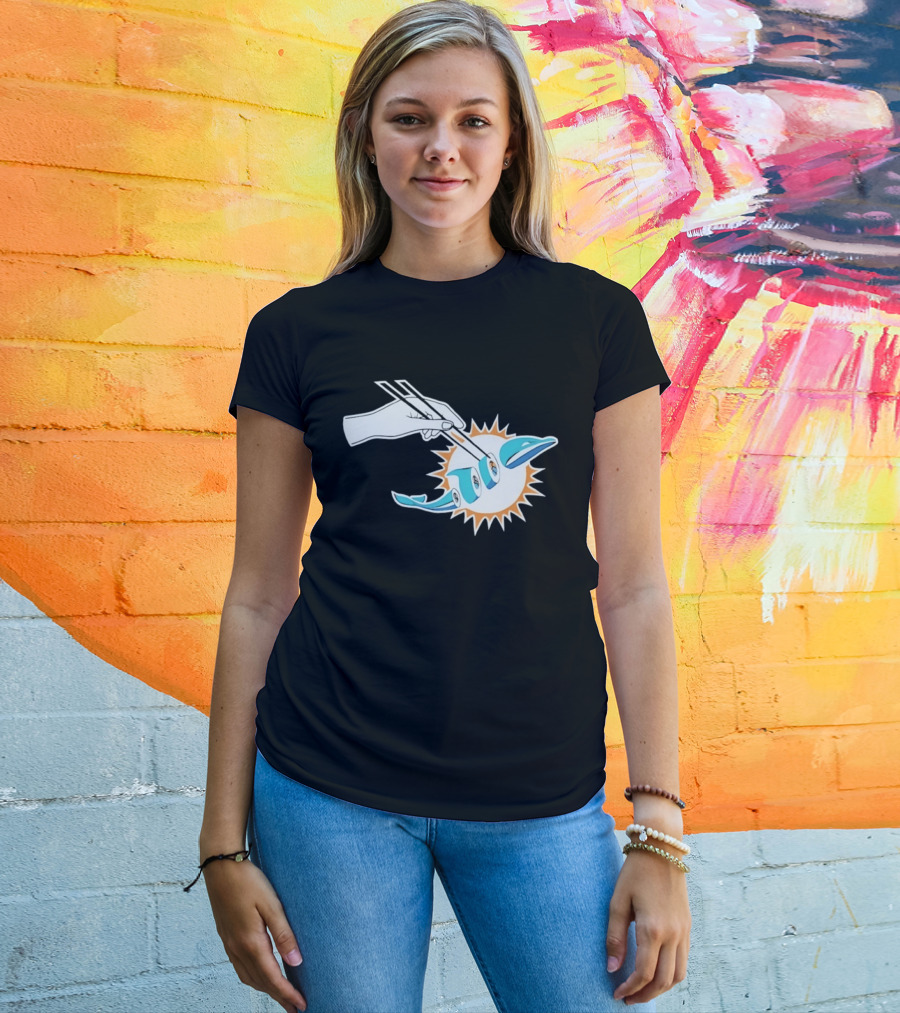 Miami Dolphins Sushi Roll Chopsticks T-Shirt