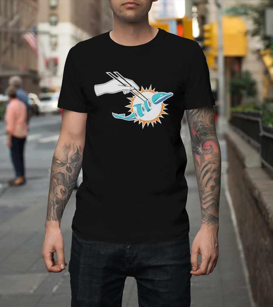 Miami Dolphins Sushi Roll Chopsticks T-Shirt