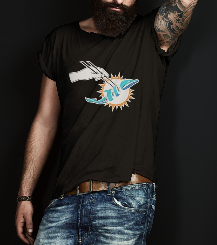 Miami Dolphins Sushi Roll Chopsticks T-Shirt