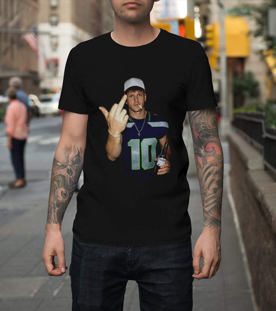 Seattle Seahawks Cooper Kupp Smoking Beer Gesture Iconic Football T-Shirt