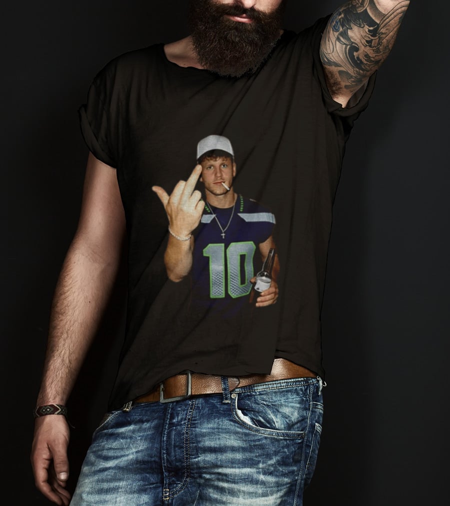 Seattle Seahawks Cooper Kupp Smoking Beer Gesture Iconic Football T-Shirt