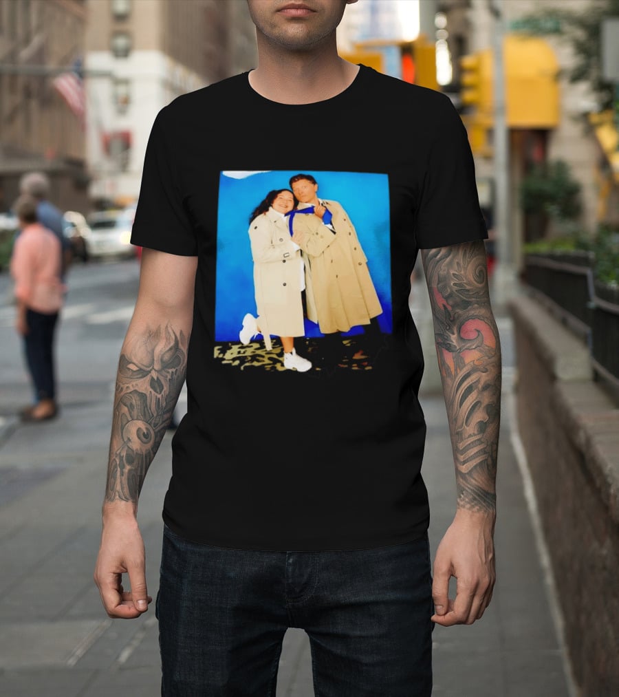 Misha Collins Castiel Supernatural Photo Trench Coat And Tie T-Shirt