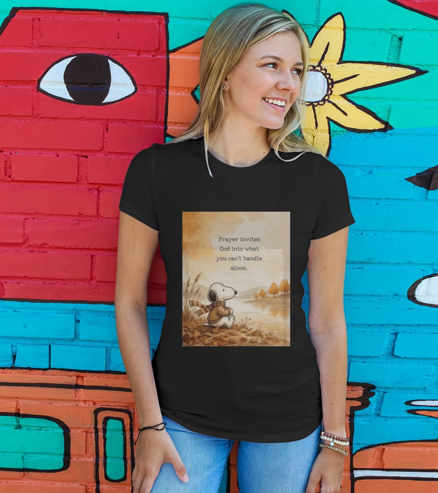 Snoopy Prayer Invites God Into What You Can't Handle Alone Autumn Scene T-Shirt