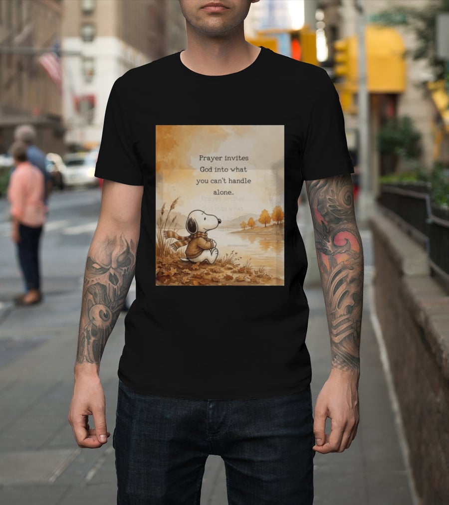 Snoopy Prayer Invites God Into What You Can't Handle Alone Autumn Scene T-Shirt